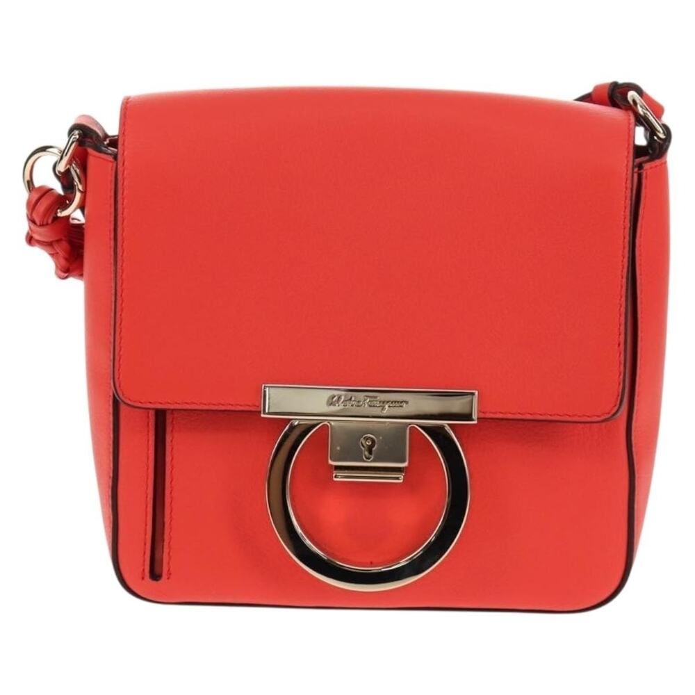 Salvatore Ferragamo Leather Gancini Shoulder Bag Red